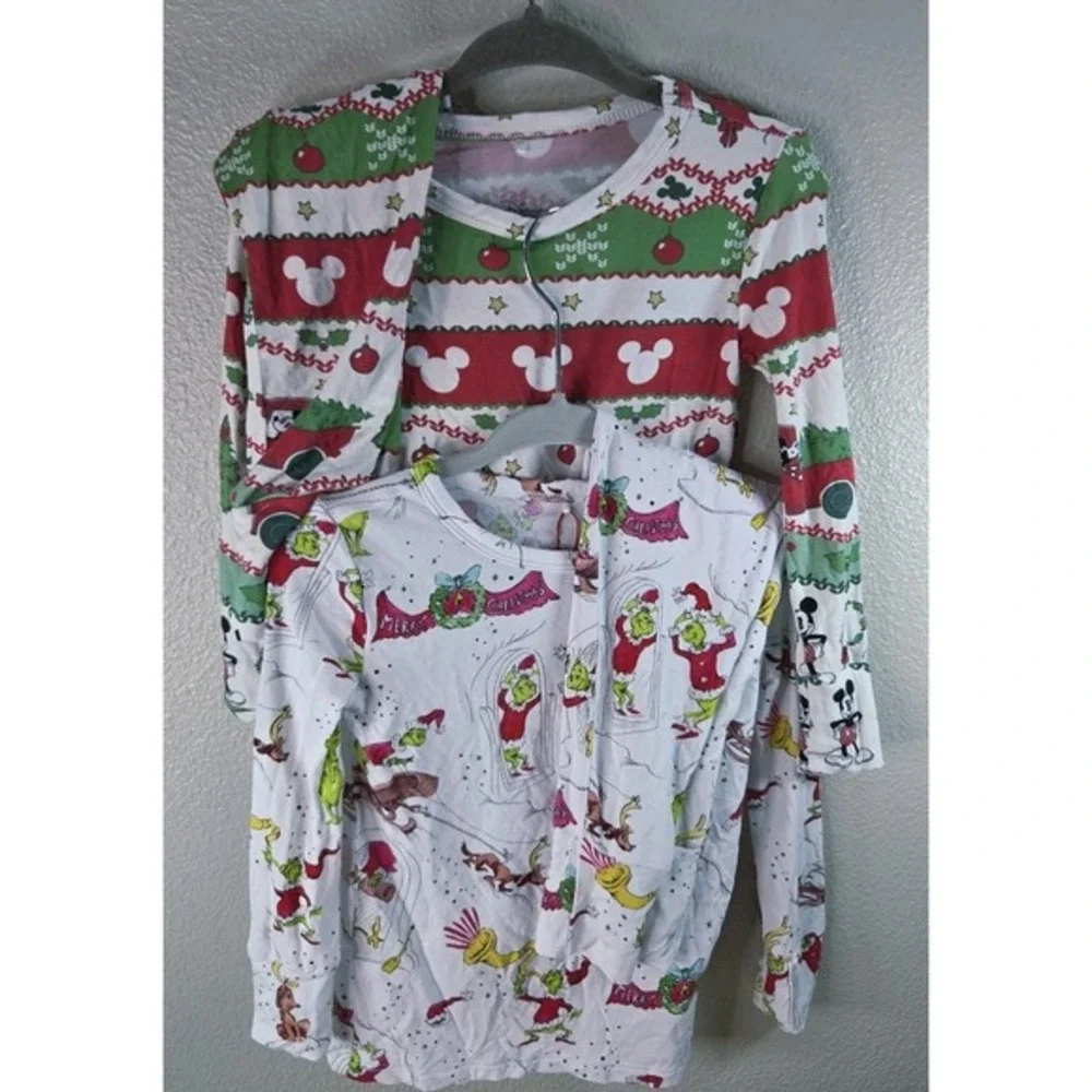 Posh Peanut Disney Christmas Pajama Bundle 2T Mickey + Grinch Bamboo‎ 2 Sets